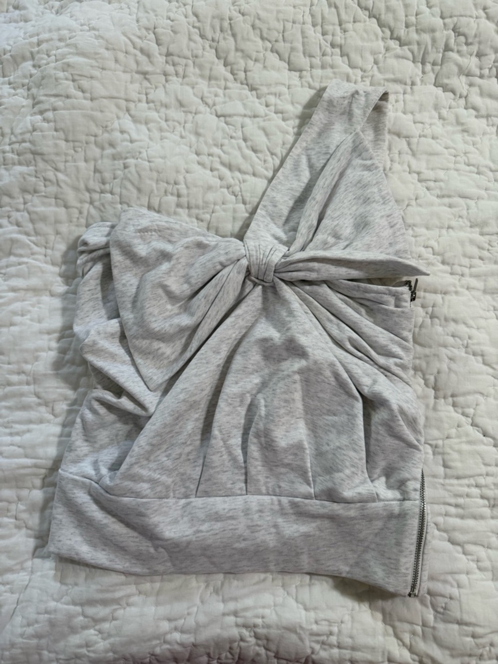 Anthropologie Light Gray Bow Knotted One-Shoulder Tank Top